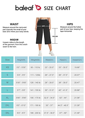 Baleaf Womens Capri Yoga Pants, High Waisted Wide Leg Lounge Workout Loose Casual Summer Stretch Capris Pants With Pockets, Z-Black-Polyester, Large #TOP6