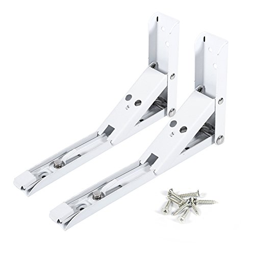 2 soportes triangulares plegables para estante de pared con 8 tornillos