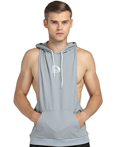 Mens Professional Workout Stringer Hoodie Tank Tops with Top Network Fabric