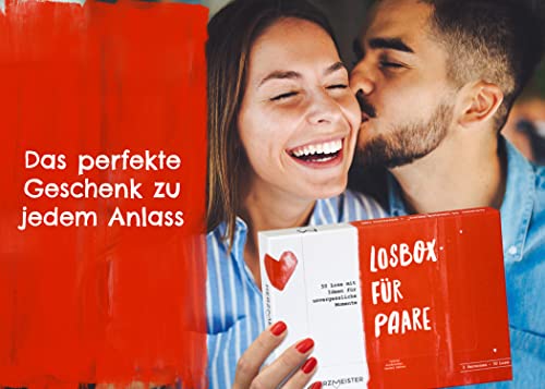 Herzmeister Losbox for couples, the couple gift for 50 unforgettable moments, 50 lots with ideas for game, fun and lots of love, surprise for birthday and anniversary for husband, wife, girlfriend