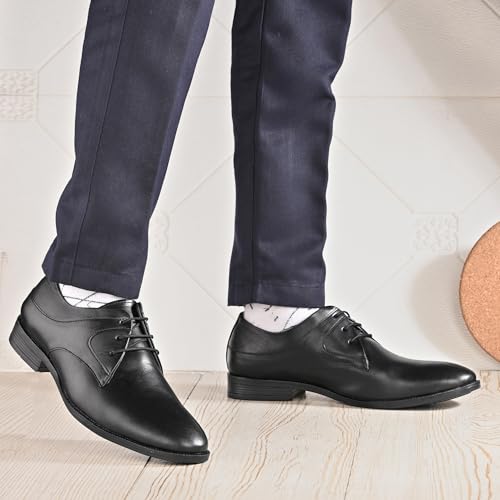 Image of Blue Leather by Centrino Lace-up Men's Formal Shoe | Stylish with Soft Cushioned Insole | Trendy Lace-Up Design | Durable Leather with Anti-Skid Sole | Perfect for Formal Wear (4035)