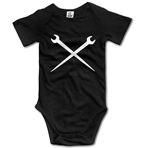 JSHG DSJF Crewneck Ironworker Crossed Tools Newborn Baby Outfit Creeper Onesies Short Sleeves Bodysuits Black