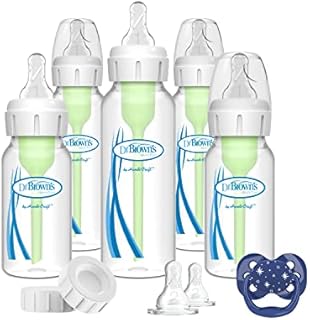 Dr. Brown’s Anti-Colic Options+ Narrow Baby Bottle Gift Set with 4oz & 8oz Bottles & PreVent Pacifier