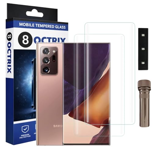 Image of Curved UV Tempered Glass Screen Protector for Samsung Note 20 Ultra | Transparent | Pack of 2 | Full Screen Coverage with UV Installation Kit