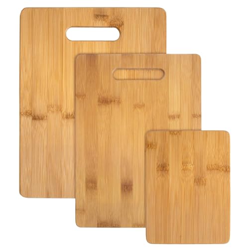 Totally Bamboo 3-Piece Bamboo Cutting Board Set – Reversible Kitchen Boards for Chopping, Cheese &...