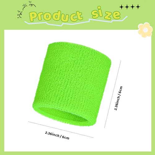 Image of Bememo 12 Pack Wristbands Sweatband for Women Men, Neon Colored Sport Wrist Bands, Tennis Football Basketball Sweatbands, Moisture Wicking Arm Bands for Working Out