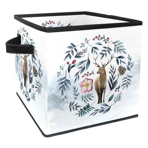 Boîte de rangement pliable Ink Raindeer en tissu pour placard et chambre