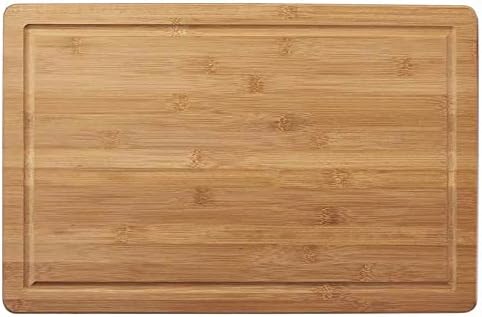 wilko Chopping Board Bamboo Medium with Crumb catching Groove, Washable Chopping Board, 2.0cm h x 30.0cm w x 46.0cm d
