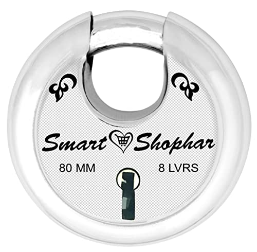 Image of Smart Shophar Furniture Hardware Accessories Steel Zip Action Medium Disc Shutter Lock 80 MM Silver, with Keys /Multipurpose Hardened Shackle Padlock for Door, Gate, Shutter and Home
