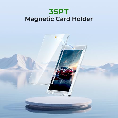 Image of SkyHill 102ct Magnetic Card Holder, 35pt Slim One Touch Hard Card Case | U-V Protection & Waterproof Mag Cases for Trading Cards. Display Case for Sports, Baseball, Football, Game Cards, 102 Sleeves
