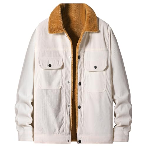 Veste velours côtelé hommes en coton double polaire pour l'hiver