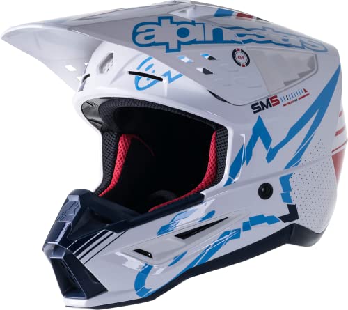 Alpinestars 8306122-2077-LG: S-M5 Action Helm, Weiß/Cyan/Blau, Lg