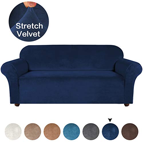 Turquoize Thick Velvet Stretch Couch Covers for 3 Cushion Couch Sofa Covers