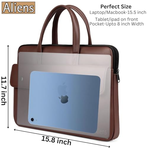 Image of Aliens 15.5 inch Premium Vegan Leather Laptop Sleeve /Case Cover Bag, Padded Laptop Compartment Office Handbag for MacBook air /pro, Dell, Lenovo, Acer, Asus, Notebook, Tablet, ipad-BRW