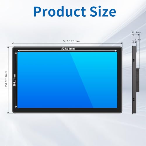 Image of 23.8 Inch Industrial Touch Screen Monitor, 10 Points Touch, Ratio 16:9 Capacitive PCAP Display, 1920 x 1080R, Active Matrix TFT LCD, LED Backlight, VGA, DVI, HD-MI Ports
