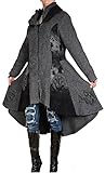  Damen Patchwork Wolle Lagenlook Wintermantel Mantel Swinger Trench Coat 40 42 44 46 48 M L XL XXL Grau Übergang Winter (42)