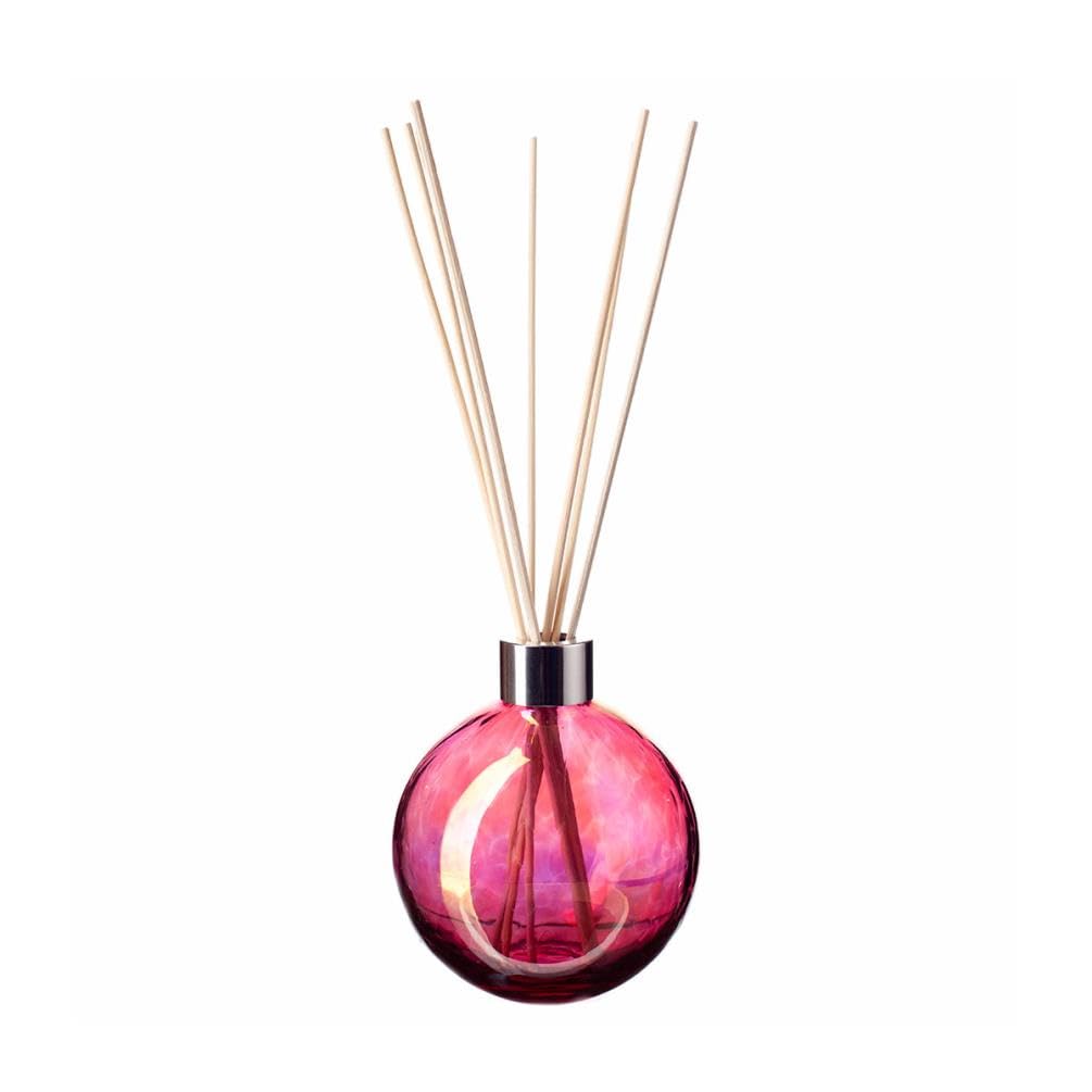 Amelia Art Glass Solid Metallic Pink Glass Reed Diffuser Sphere In
