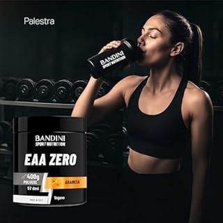 Bandini® EAA Essential AMINO in polvere - 400 g powder - Con 9 Amminoacidi Essenziali Fermentati e Ramificati BCAA 2:1:1 - Recupero Muscolare - Intra Pre Post Workout - 100% Vegan - Gusto Arancia