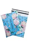 Bagnosis Poly Mailers 10x13 Inch. 100 Peonies-Blue Poly Mailer Shipping Envelopes, Shipping Bags for