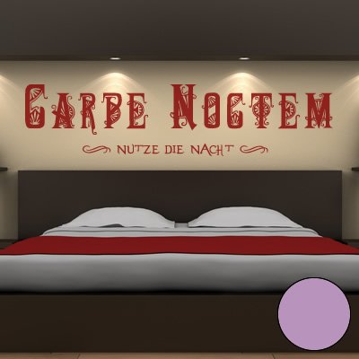 A014 - Adesivo da parete "Carpe Noctem", 180 x 42 cm, colore: lilla (disponibile in 40 colori e 4 misure)