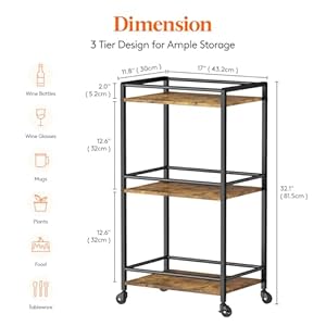 Lifewitbarcartforthehome3tiersmallrollingwinecartdrinkservingcartwithlockablewheelsminiliquorutilitycartforkitchendininglivingroom17x118x321rusticbrown Urban Country Home Decor Lifewit bar cart for the home 3 tier small rolling wine cart drink serving cart with lockable wheels mini liquor utility cart for kitchen dining living room 17 x 118 x 321 rustic brown urban country home decor