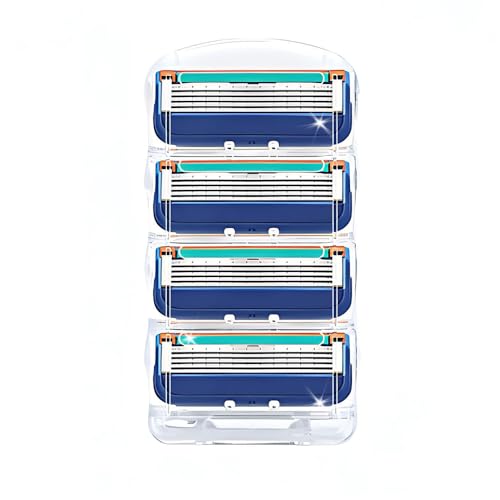 ジレット対応 プログライド フュージョン 替刃 5枚刃 低刺激 高性能 ひげ剃りGillette Fusion互換 長期使用 (ブルー 4枚入り)