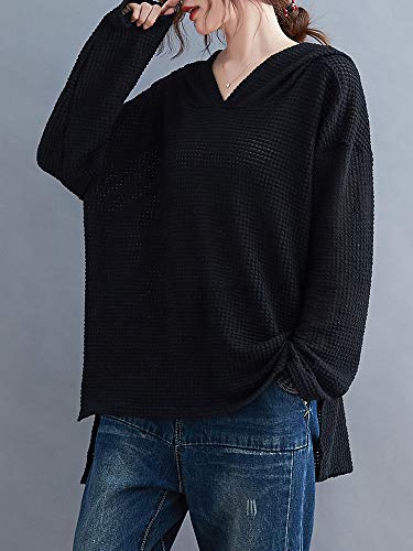 Eastdall Camisa Com Capuz,Moletom feminino com capuz manga comprida divisão lateral mais longa nas c