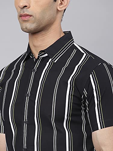 Image of Dennis Lingo Men's Vertical Stripes Slim Fit Cotton Casual Shirt