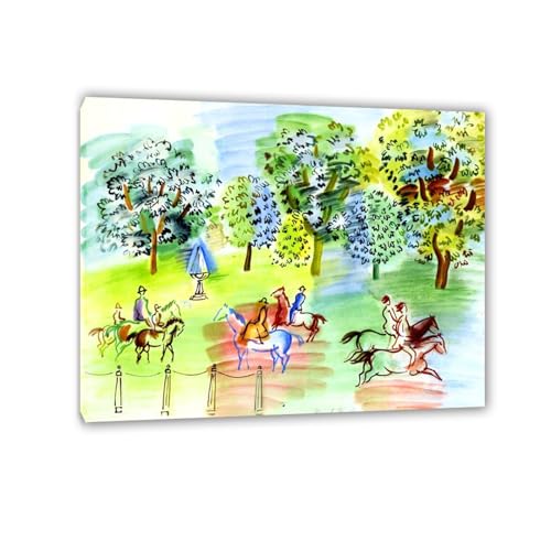Toile équitation dans les bois reproduction peinture huile 70x90cm