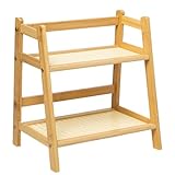 Pilikoll 2 Tiers Bambus Nachahmung Rattanweberei Deko Küche 2 Ebenen Becher Aufbewahrung Tee Organizer Bambus-Becherhalter Tassenregal für Tee,Kaffee,Bar,Tassen-Display,Gewürz(29x27x18.5cm)