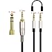 NEW NEOMUSICIA Replacement Cable Compatible with Hifiman HE4XX, HE-400i (The Latest Version with Both 3.5mm Plug) Headphones 3.5mm / 6.35mm to Dual 3.5mm Jack Male Cord 3meters/9.9ft