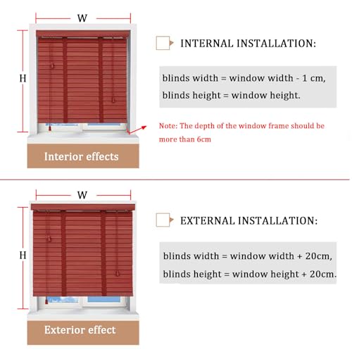 Persianas horizontales para ventanas y persianas venecianas de madera ajustables 6