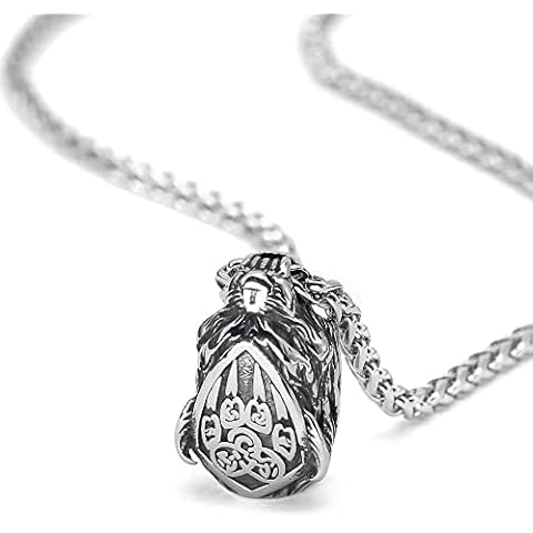 Fantasy Forge Jewelry Bear Viking Necklace Silver 316L Surgical Stainless Steel Norse Bjorn Claw Berserker Pendant Cover