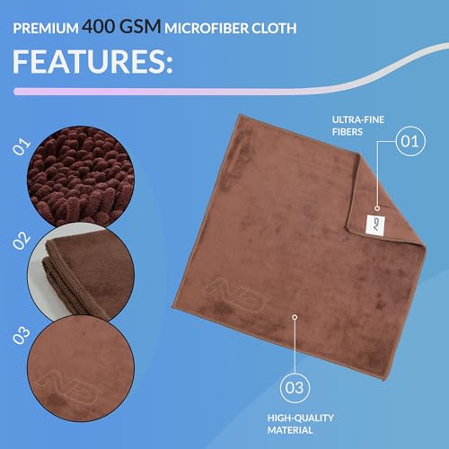 Image of Neodrift '400 GSM' Microfiber Cloth (Size - 40X40 Cm)(Set of 1 PC)(Colour - Coffee)(Ultra Soft Cleaning Cloth for Car, Bike - Polishing, Detailing, Highly Absorbent)