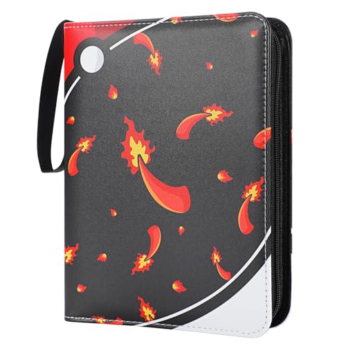Trading Card Albums 4 Pocket,Trading Card Binder Waterproof, Premium Cards Holder Album with Removable Sleeves, Trading Card Albums, Book Folder Storage Organizer Compatible with Game Cards (Orange)
