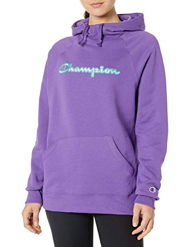 Champion Women's Powerblend Applique Hoodie, Purple Crush, X Small
