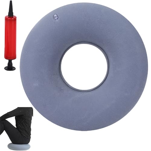 RPHONGHONG Anillo de asiento inflable, cojín para hemorroides, cojín para coxis, cojín con bomba, cojín de anillo para aliviar el dolor de coxis (gris)