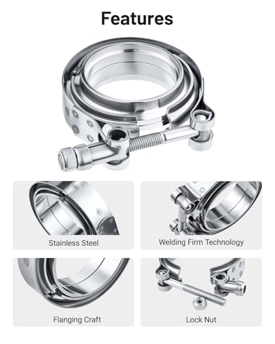 Image of EVIL ENERGY 4PCS V Band Clamp with Flange Male Female 304 Stainless Steel (2.25 inch)