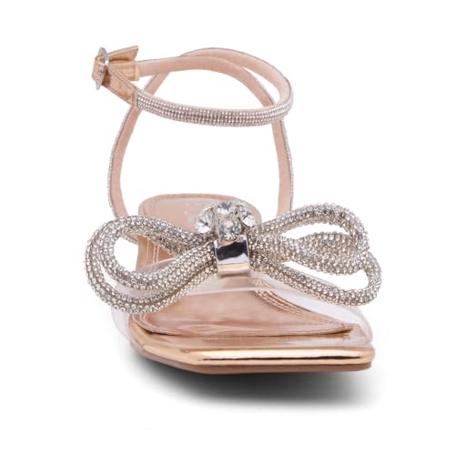 Image of Shoe Land Low Heels for Women 1 Inch Chunky Block Heeled Sandals Square Open Toe Strappy Ankle Strap Dressy Sandals for Wedding Prom Party Office