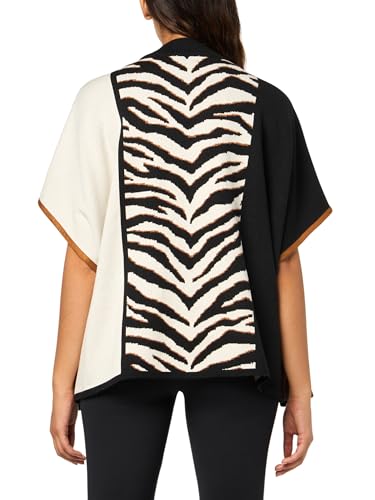 MULTIPLES Women's Mock Neck Front Zip Thru Collar Poncho, Multi2