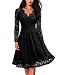 MISSMAY Women's Vintage Floral Lace Long Sleeve V-Neck Cocktail Formal Swing Dress