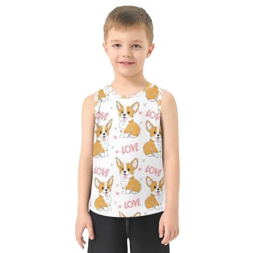 Boys' Tank Top Shirt Cute Corgi Dog Love Pattern Sleeveless T-Shirts2