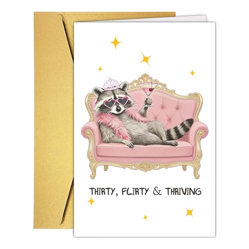 RPJIEKINXU Funny 30th Birthday Card for Her, Humorous 30 Years Old Birthday Card Gift for Wife Sister Bestie Best Friend, Trash Panda 30th Birthday Cards for Women