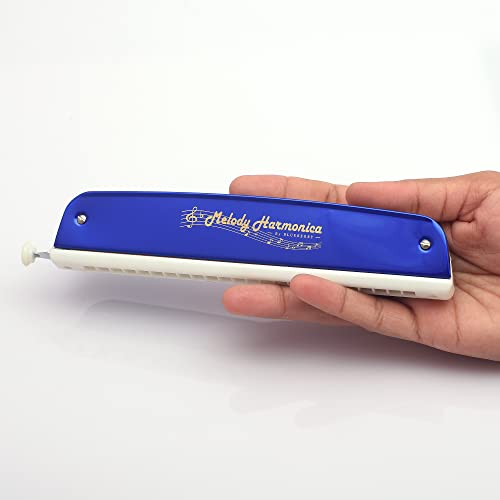 Image of FESTRA R-2403 Professional Harmonica Mouth Organ - 24 Holes Key of C with Case for Professional Players, Beginners, Students, and Kids (Blue)