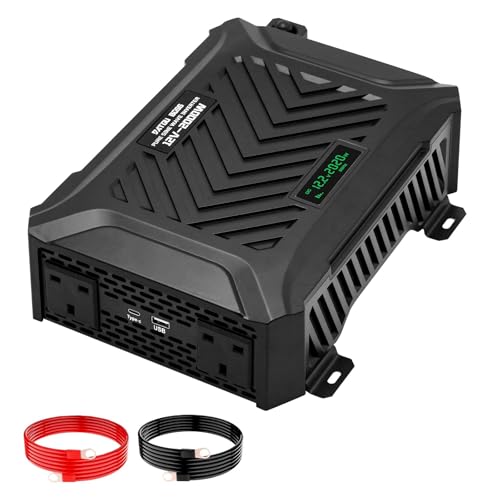 DATOUBOSS Inversor de 2000 W, 12 V CC a 240 V CA, convertidor de corriente inversor de onda sinusoidal pura de 4000 W con 2 enchufes del Reino Unido, puerto USB y pantalla LCD para fuera de la red DATOUBOSS Inversor de 2000 W, 12 V CC a 240 V CA, convertidor de corriente inversor de onda sinusoidal pura de 4000 W con 2 enchufes del Reino Unido, puerto USB y pantalla LCD para fuera de la red