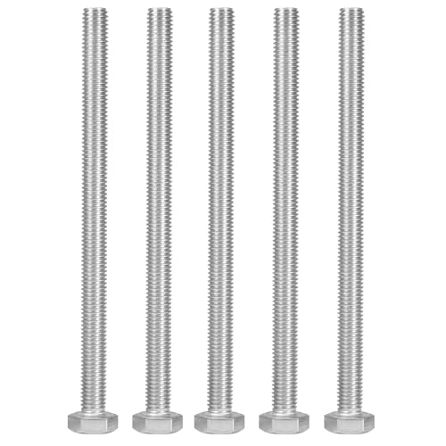 Image of MroMax 5Pcs M10-1.5 Hex Bolts, M10 x 150mm Hex Head Screws Bolts | 304 Stainless Steel, Fully Threaded, External Hex Drive, for Extra-Thick Plate and Large Outdoor Structure Installation