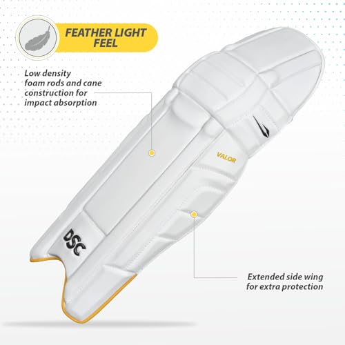 Image of DSC Valor Cricket Batting Legguard for Mens, Color - White, Size - Mens, Ambi