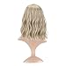 VCKOVCKO Natural Blonde Wigs With Air Bangs for Women - Shoulder Length Curly Wavy Synthetic Wig - Mix Blonde (12
