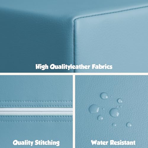 Image of TODIBY 6-Piece Soft PU Leather Toddlers Climbing Toys, Baby Foam Climbing Blocks for Toddlers 3, Foam Play Gym Climbing Structures, Indoor Climb and Crawl Activity Play Set (Light Blue and Green)