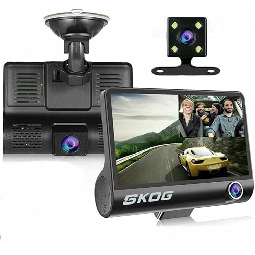 3 Channel Dash Cam for Car with Rear Camera, Full HD 1080P Front,...